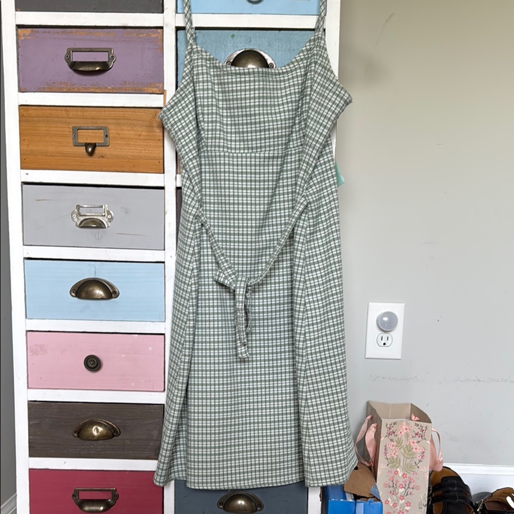 Green Checkered Women's Dress